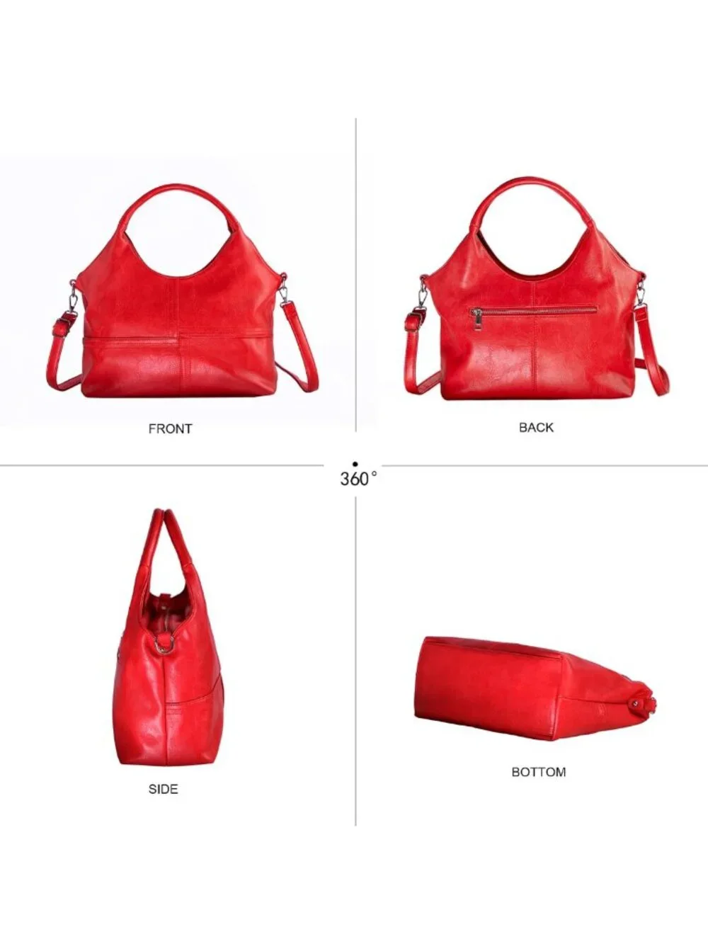 Medium Vegan Leather Satchel Bag, Adjustable Shoulder Strap, Casual Hobo Handbag